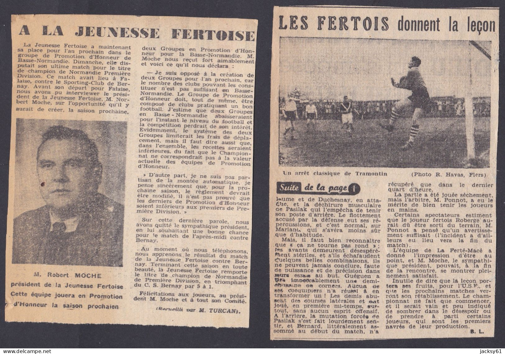 61 - La Ferte Mace - Articles De Journaux Découpées Football Saison 1948 - 1950 Environ - (20 Articles) - Ohne Zuordnung