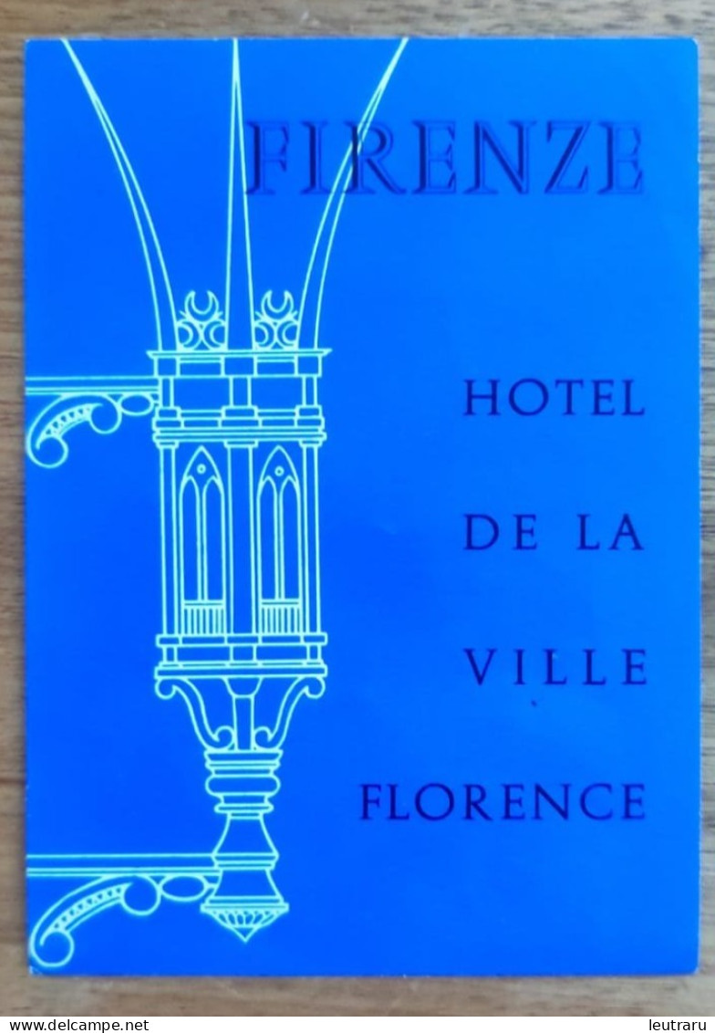 Italy Firenze Hotel De La Ville Florence Label Etiquette Valise - Hotel Labels