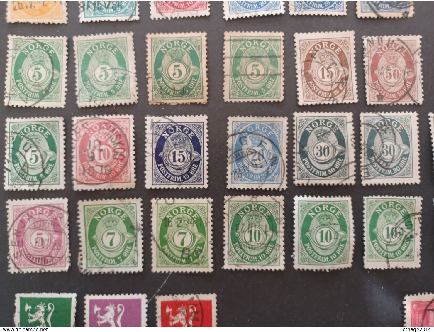 NORVEGIA 1909 CORNO DI POSTA CAT UNIF. N 79 MNH + 1882 STOCK LOT MIX OBLITERE FRAGMANT  36 SCANNERS ------- GIULY