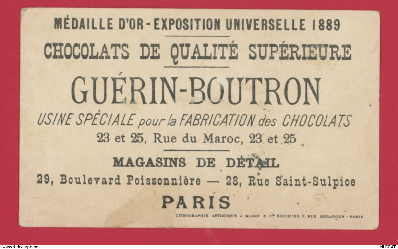 Chocolat Guérin Boutron, Jolie Chromo Lith. Vallet Minot, Fillettes, Poupée, Le Lever - Guerin Boutron