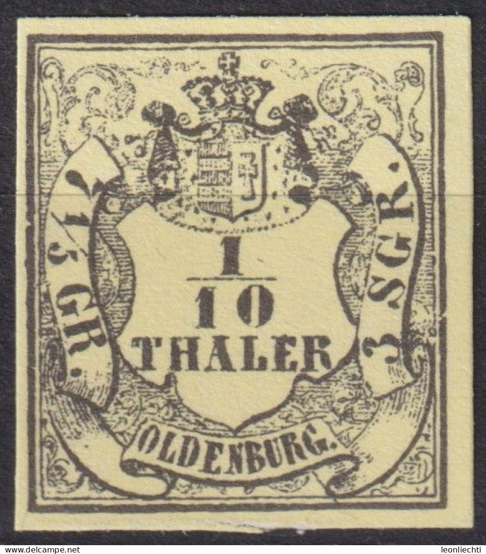 Oldenburg 1852 Hauswappen 1/10 Th. Mi: Nr.4  " REPLIK " - Oldenbourg