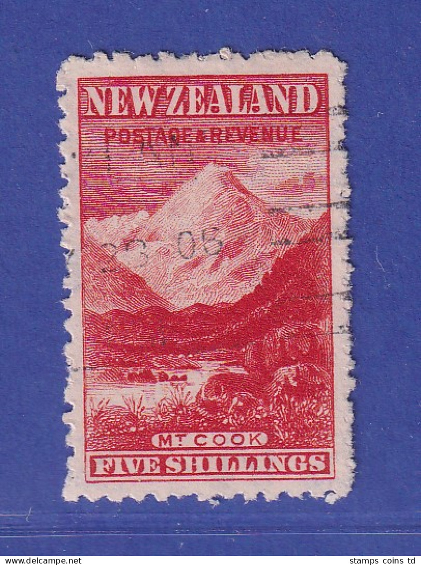 Neuseeland 1906 Mount Cook 5 Shilling Mi.-Nr. 112 ZA Gestempelt - Other & Unclassified