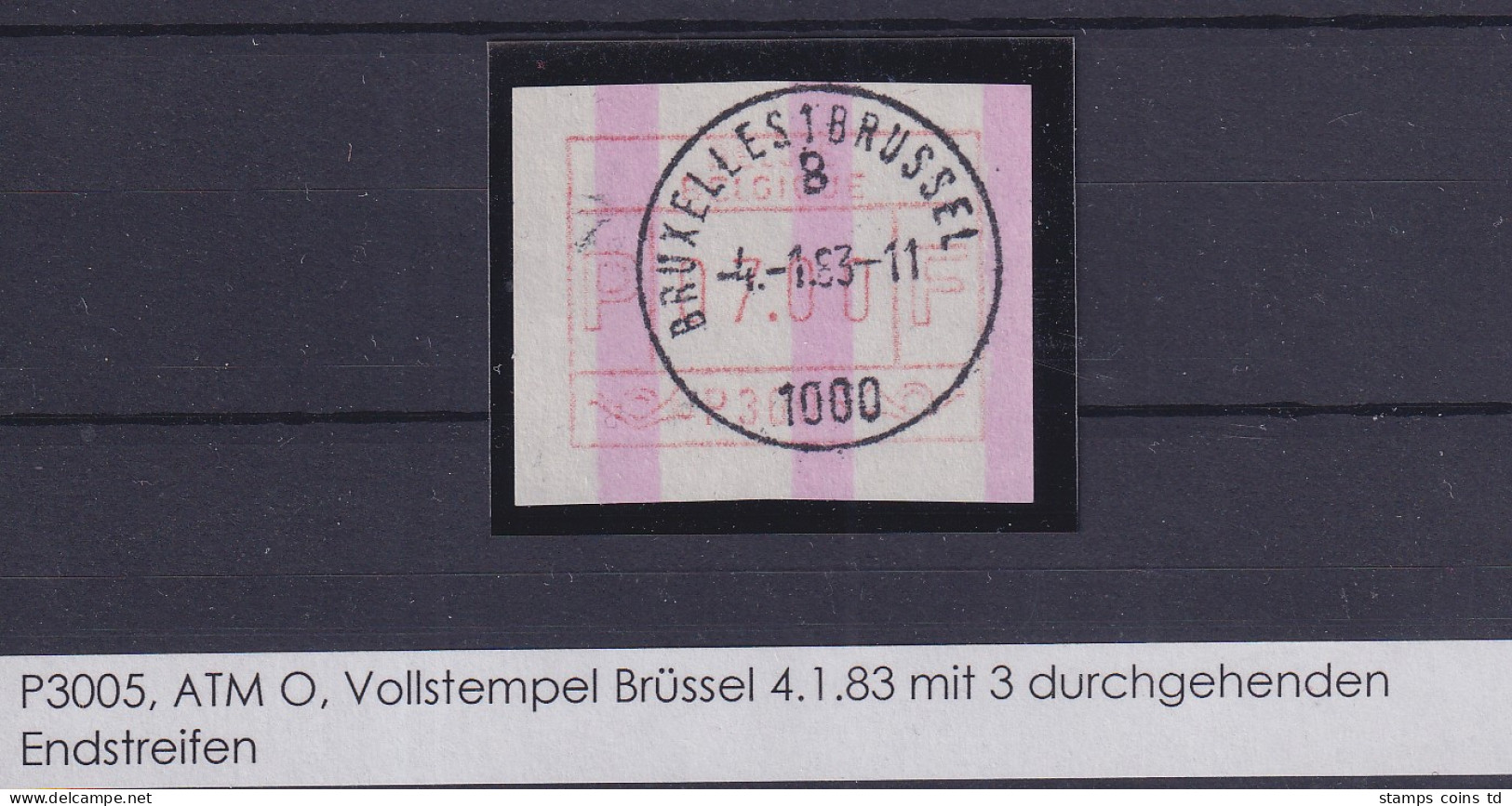 Belgien FRAMA-ATM P3005 Mit ENDSTREIFEN Mit Voll-O BRUXELLES Vom 4.1.83 - Other & Unclassified