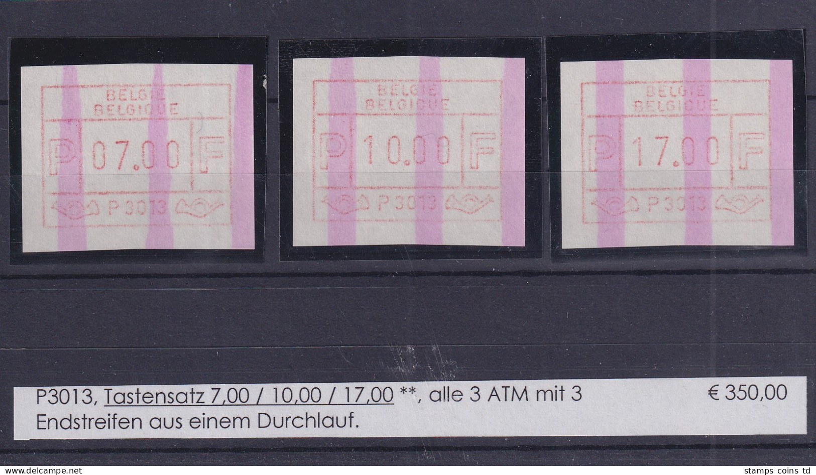 Belgien FRAMA-ATM P3013 Mit ENDSTREIFEN  Tastensatz 7-10-17 ** Selten !!  - Other & Unclassified