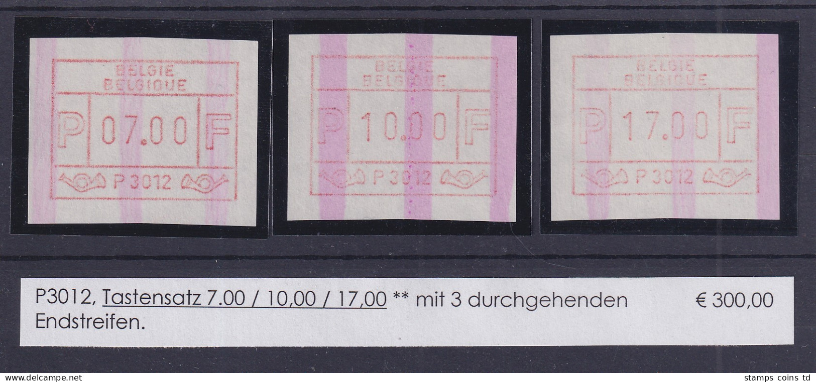 Belgien FRAMA-ATM P3012 Mit ENDSTREIFEN  Tastensatz 7-10-17 ** Selten !!  - Other & Unclassified