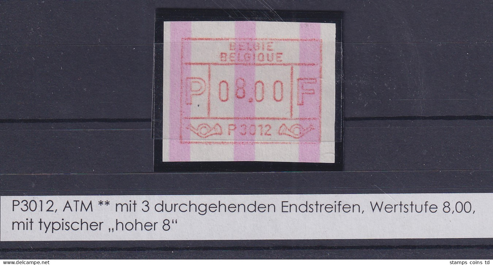 Belgien FRAMA-ATM P3012 Mit ENDSTREIFEN ** Wert 08,00 (mit Hoher 8) - Sonstige & Ohne Zuordnung