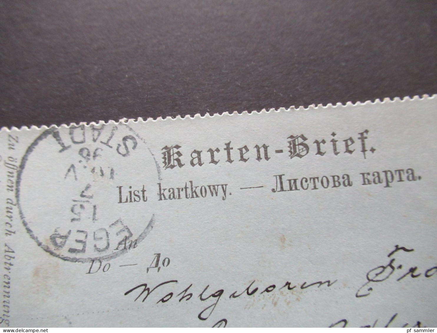 Österreich 1896 Kartenbrief K 19 (Poln.-Ruth.) Mit Zusatzfrankatur 2 Kreuzer Strichstempel Marienbad Nach Eger Gesendet - Carte-Lettere