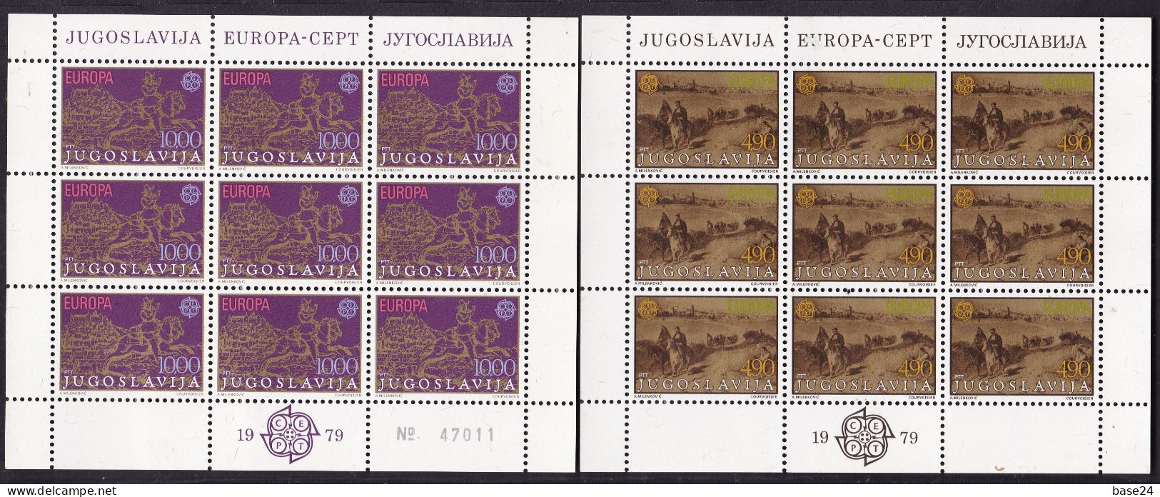 1979 Jugoslavia Yugoslavia EUROPA CEPT EUROPE 9 Serie Di 2v. Foglietti MNH**  Storia Postale Postal History 2 Minisheets - 1979