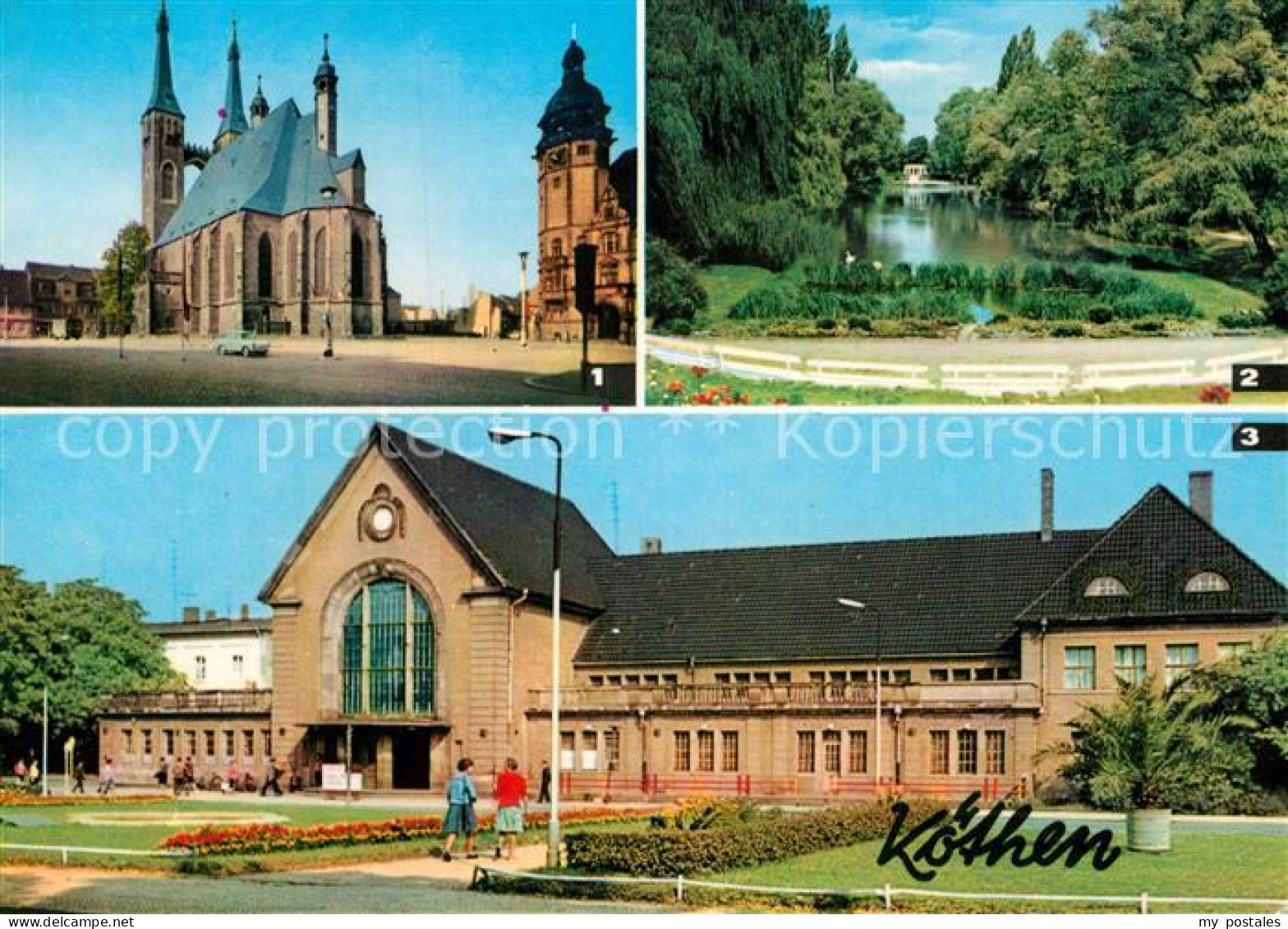 73015348 Koethen Anhalt Marktplatz Mit St Jakobskirche Rathaus Hubertusteich Bah - Köthen (Anhalt)