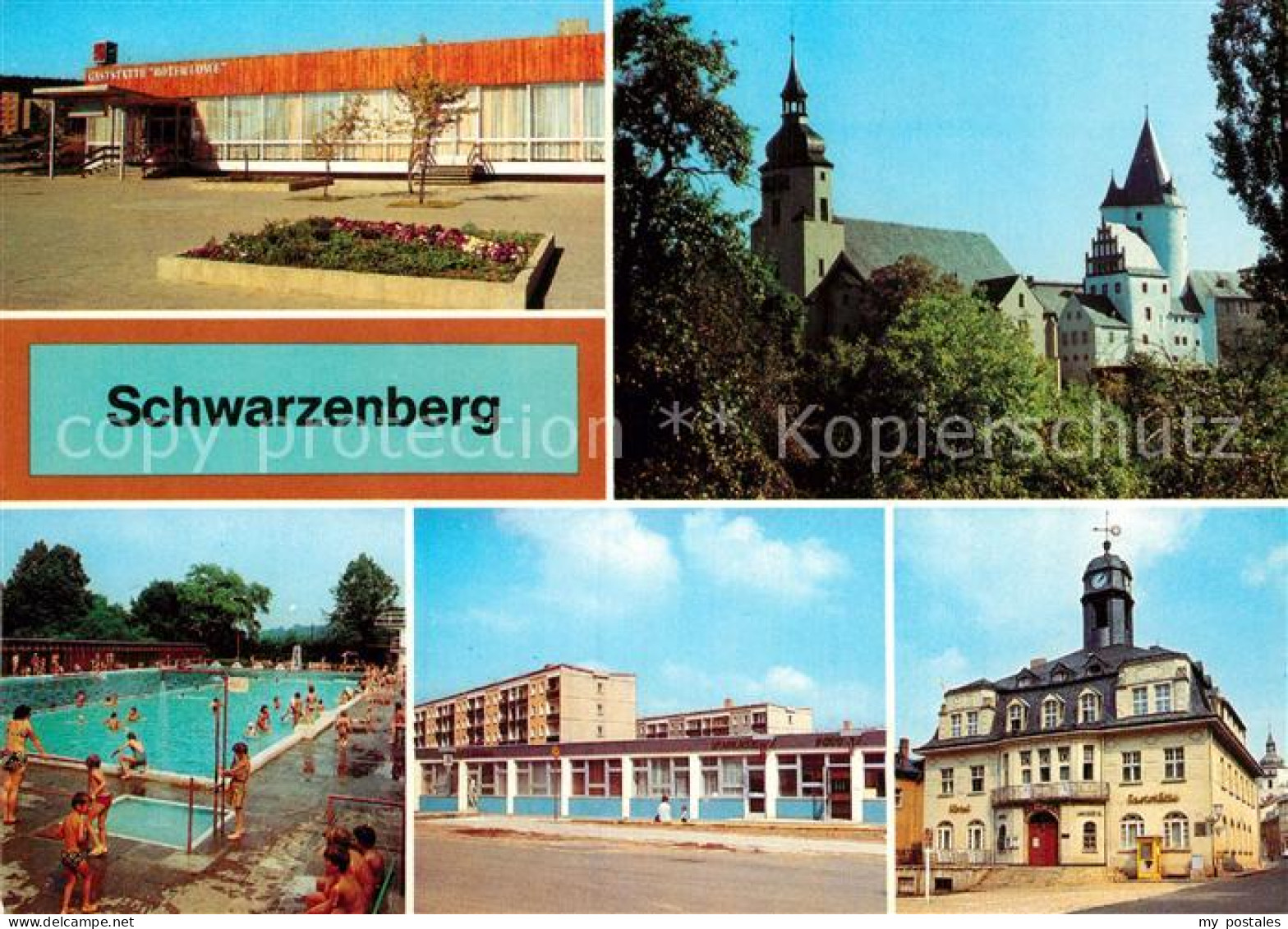 73015282 Schwarzenberg Erzgebirge Gaststaette Roter Loewe Schloss Kirche Freibad - Schwarzenberg (Erzgeb.)