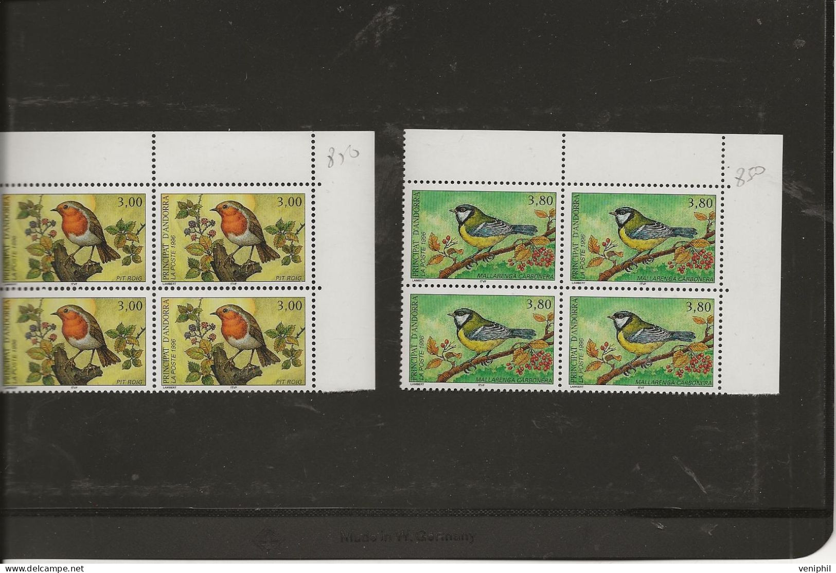 ANDORRE - N°470 ET 471 NEUF BLOC DE 4 SANS CHARNIERE  -ANNEE 1996   COTE : 18 € - Ungebraucht