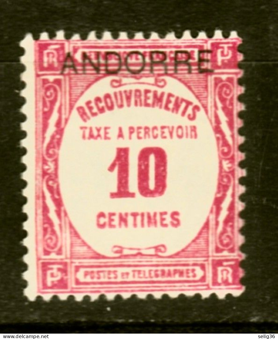 ANDORRE 1931 YT 10 * - Neufs