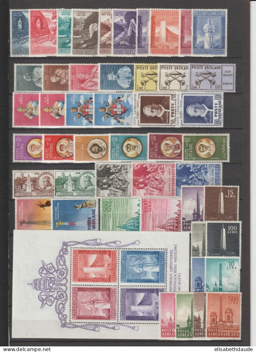 VATICAN - 1958+1959 - ANNEES COMPLETES + POSTE AERIENNE+BLOC YVERT N°251/286+A33/44 * MLH + BF2 ** MNH - COTE = 83 EUR - Full Years