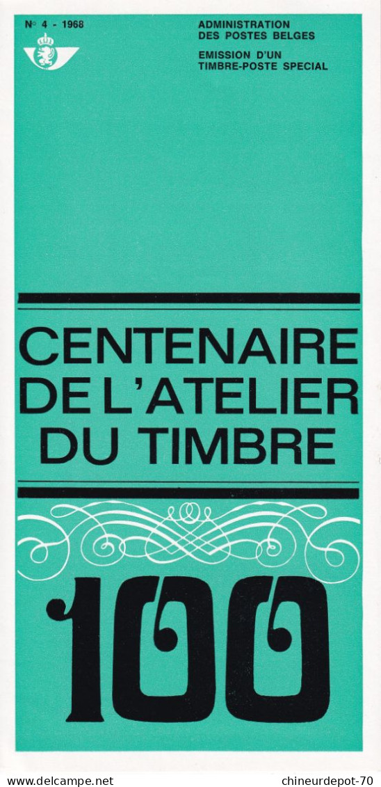 Administration Des Postes Belge émission D'un De Timbre Poste Spécial L  N°4 1968 édité En Français - Brieven En Documenten