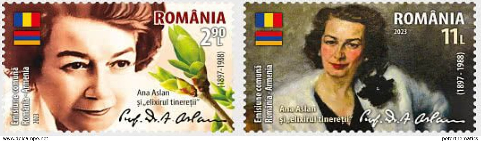 ROMANIA, 2023, MNH, JOINT ISSUES, JOINT ISSUE WITH ARMENIA, ANA ASLAN, ELIXIR OF YOUTH, 2v - Emissions Communes