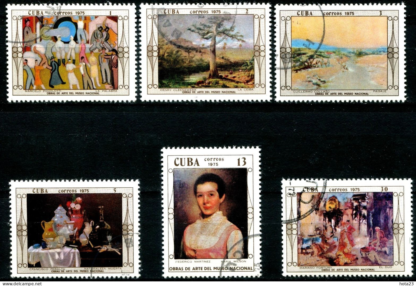 Cuba 1975  The National Museum - Paintings Stamp Set   Used / Cto  Still Life, Landscapes Mi.2023-2028 - Usati