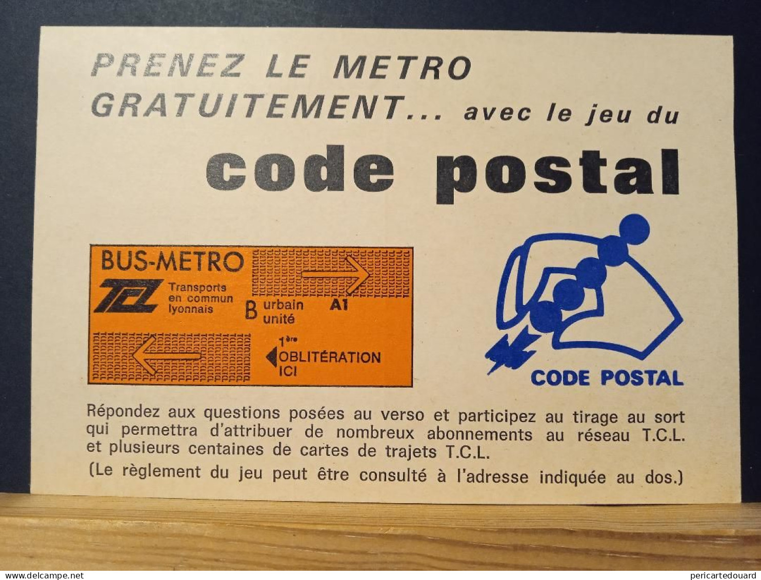 Code Postal, Carte Postale En Franchise "Jeu Du Code Postal, Direction Des Postes Du Rhone. Neuve - Covers & Documents