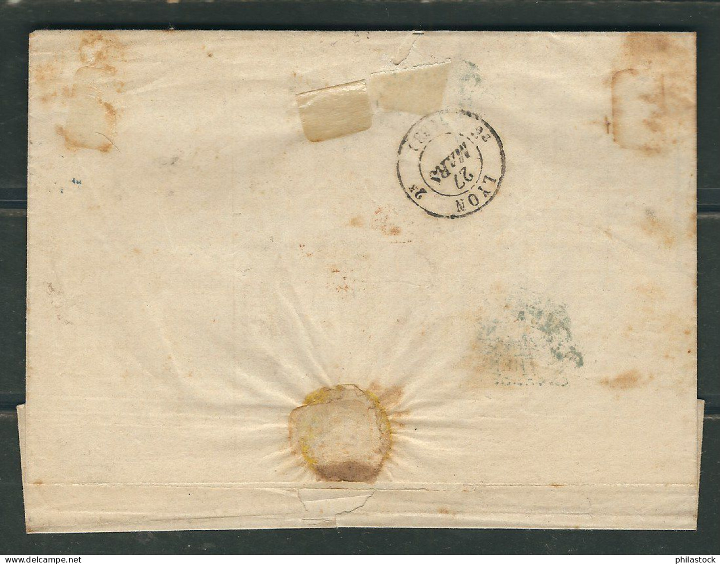 GRECE 1871 Bel Affranchissement Tricolore Mais Pli D'archive D'Athenes Pour Lyon - Briefe U. Dokumente