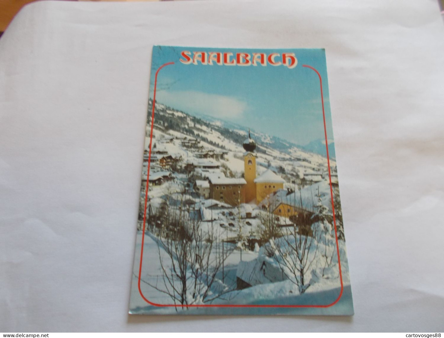 WINTERPARADIES SAALBACH ( AUSTRIA  OSTERREICH ) VUE SOUS LA NEIGE  FLAMME TIMBRE 1986 - Saalbach