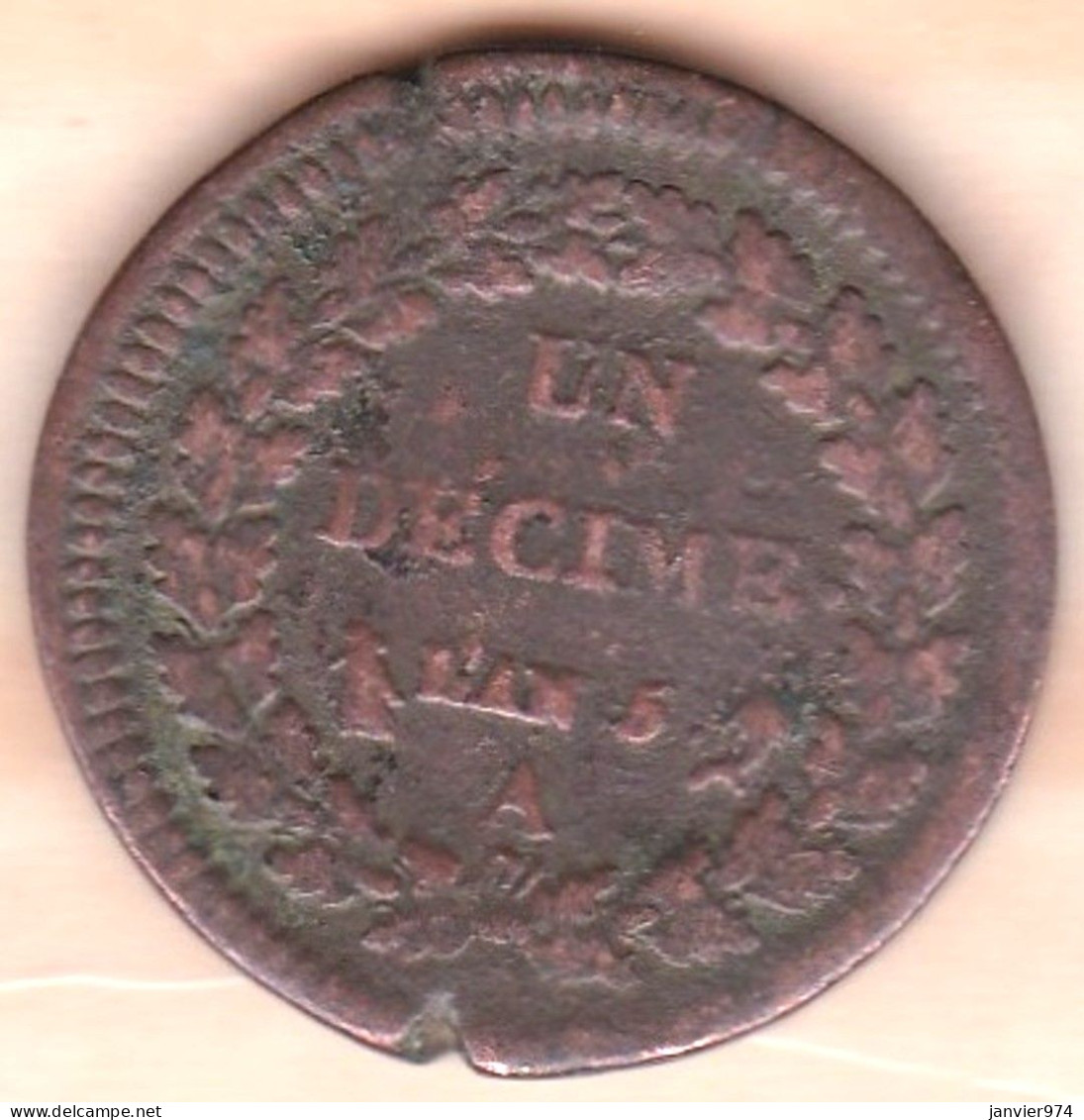 Consulat  . Un Décime An 8 AA Metz, En Bronze, Gad# 187 ; 19 G – 32 Mm - 1792-1804 Eerste Franse Republiek