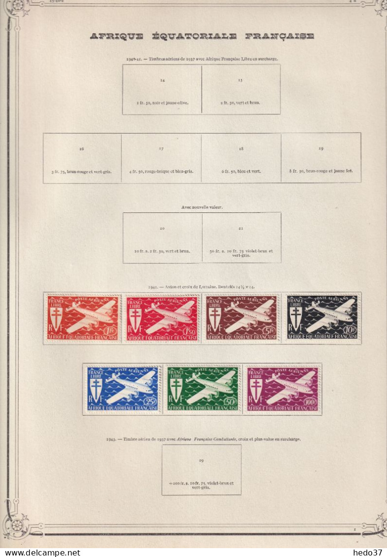 A.E.F. - Collection sur pages Yvert Standart anciennes - Neufs sans gomme