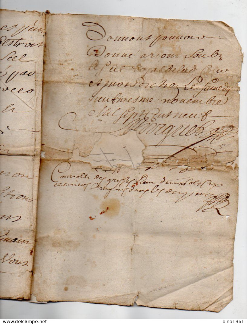 VP23.000 - Cachet Généralité De RIOM - Acte De 1709 - - Cachets Généralité