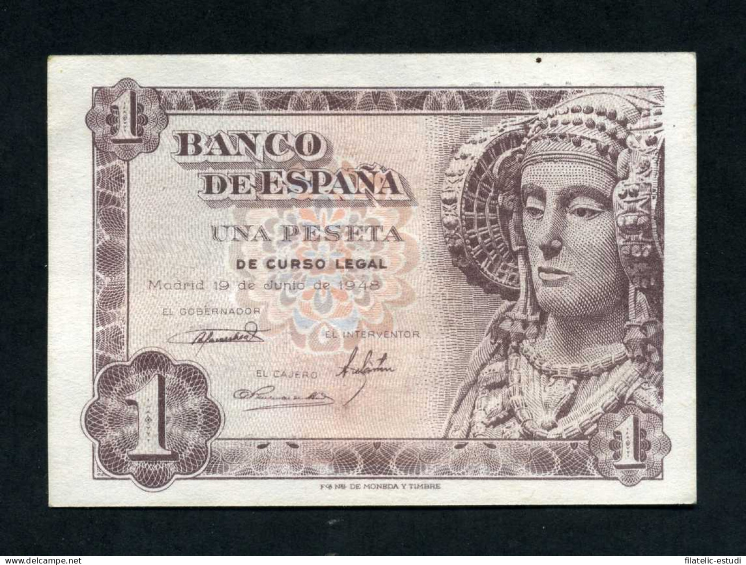 España Billetes 1 Pta Madrid 12 6  1948 Dama De Elche Sin Circular - Other & Unclassified