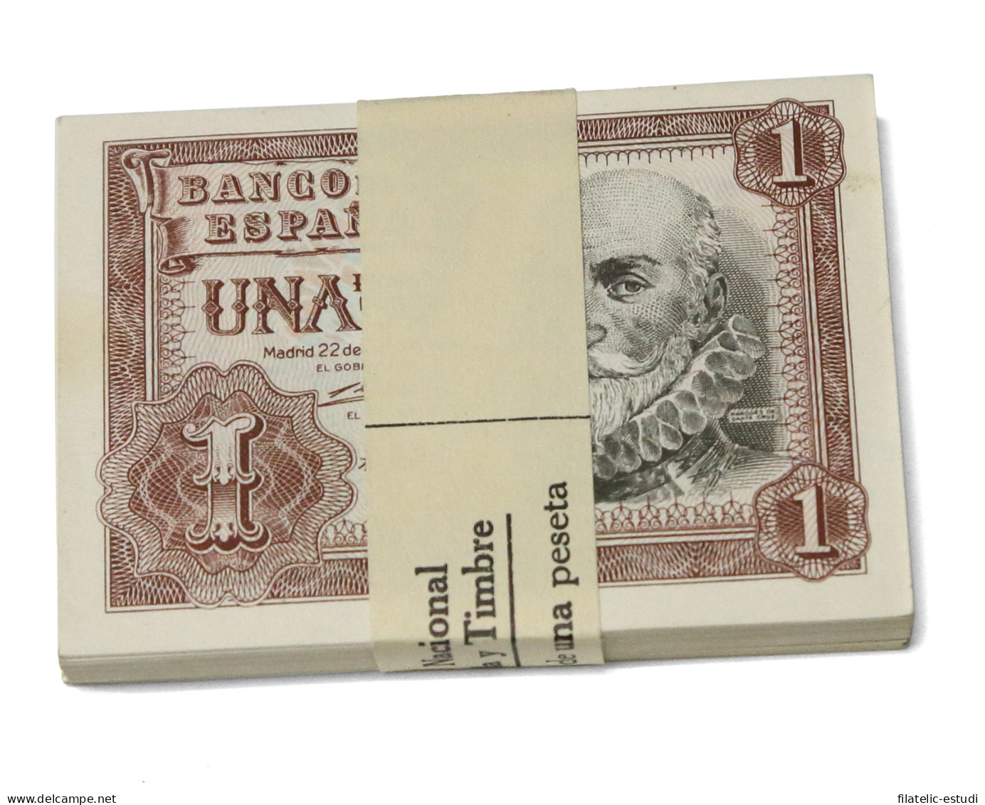 España  Billetes 1 Peseta  1953 Taco Completo De 100 Billetes - Otros & Sin Clasificación