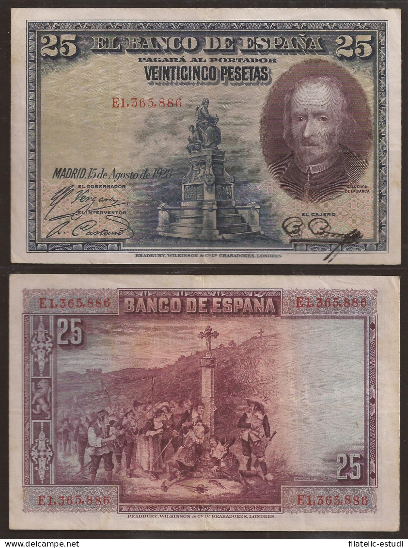 España 25 Ptas Madrid 15 Agosto 1928  Madrid  Variedad - Doble Firma Cajero -  - Andere & Zonder Classificatie