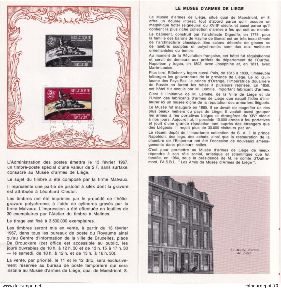 Administration Des Postes Belge émission D'une Série De Timbres Poste Spéciaux  N°2  Et N° 3 1967 édité En Français - Lettres & Documents