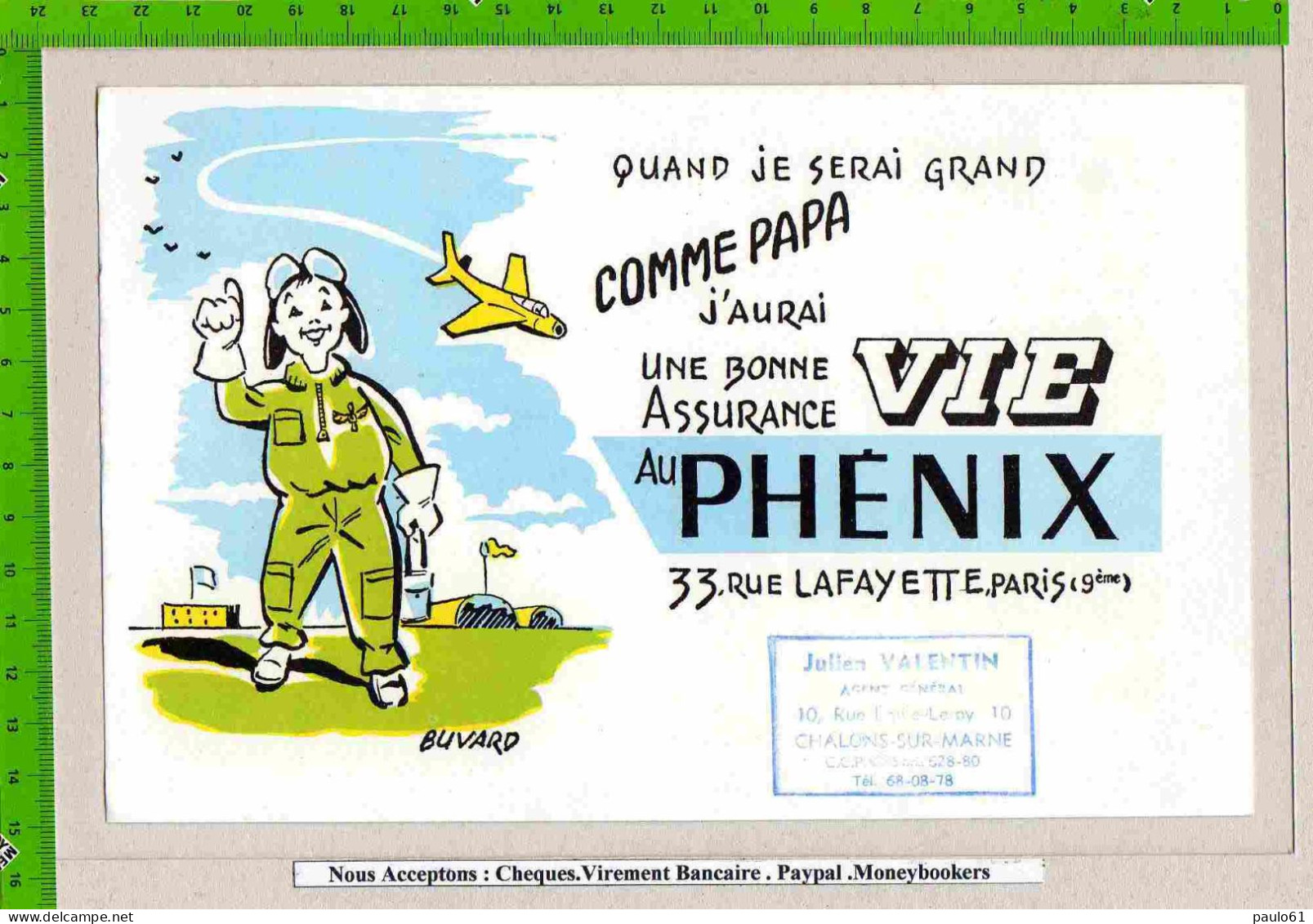 BUVARD : Assurance Vie Phenix Avion Cachet De Chalons Sur Marne - Bank & Versicherung