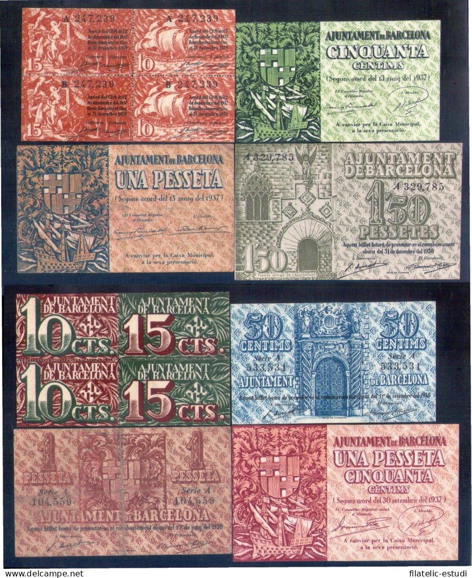 Billete Local Ajuntament De Barcelona  15 Cts + 50 Cts + 1 Pta+ 1,50 Ptas - Andere & Zonder Classificatie