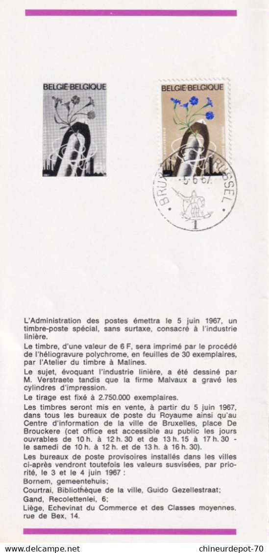 Administration Des Postes Belge émission D'une Série De Timbres Poste Spéciaux  N°9  Et N°10 1967 édité En Français - Lettres & Documents