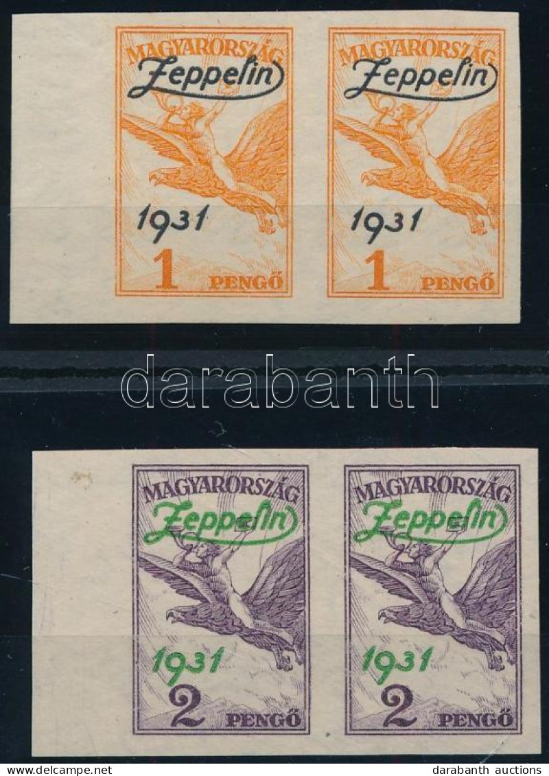 ** 1931 Zeppelin Vágott Sor ívszéli Párokban, Nagyon Szép állapotúak (200.000) (ceruzás Szignó / Signed By Pencil) - Otros & Sin Clasificación