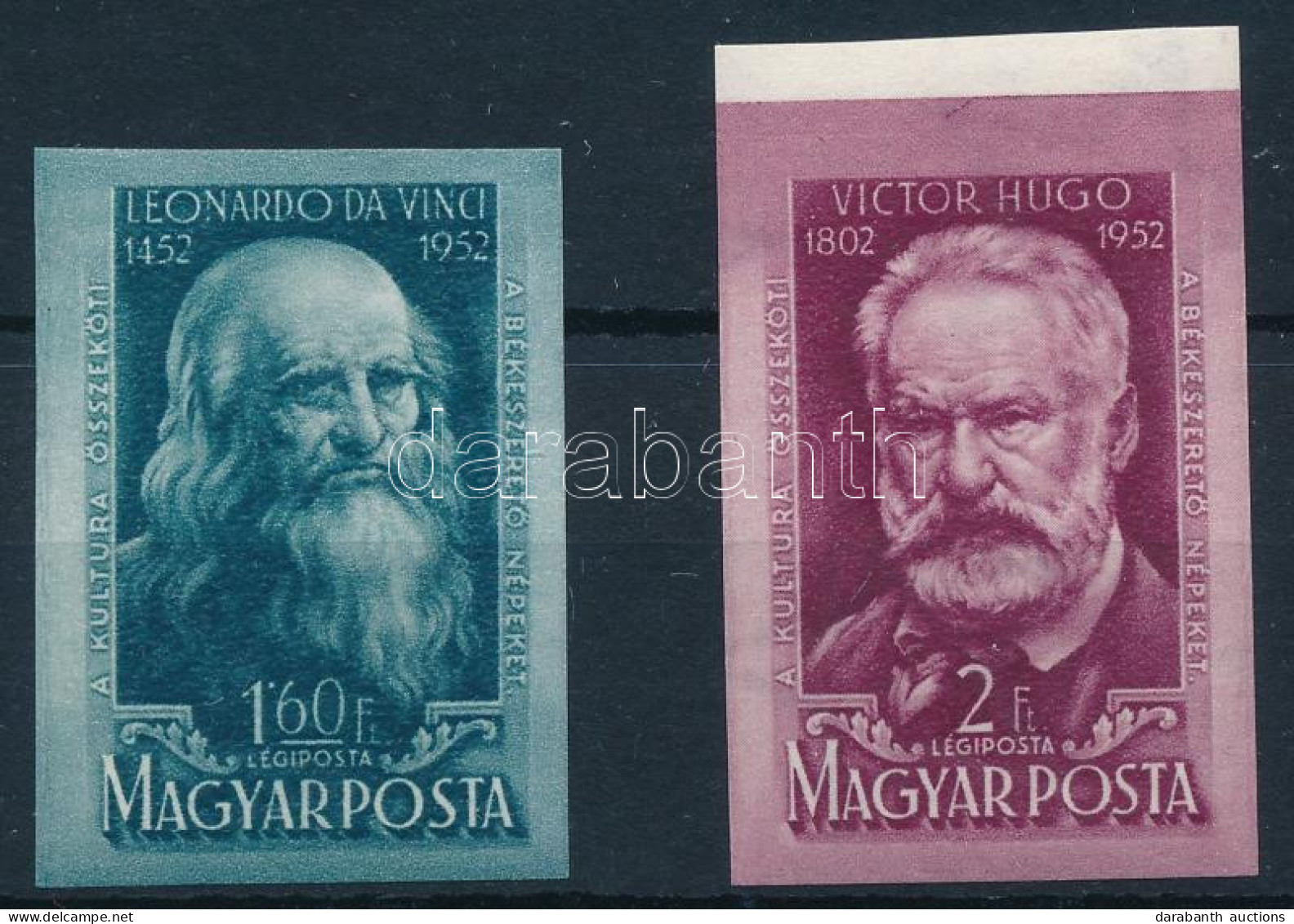 ** 1952 Leonardo Da Vinci és Victor Hugo Vágott Sor (9.000) - Otros & Sin Clasificación