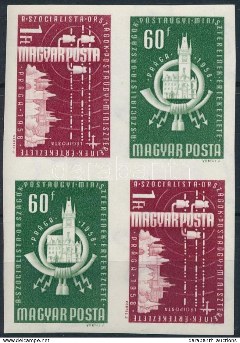 ** 1958 A Szocialista Országok Postaügyi Minisztereinek értekezlete Vágott Négyestömb (6.000) - Sonstige & Ohne Zuordnung