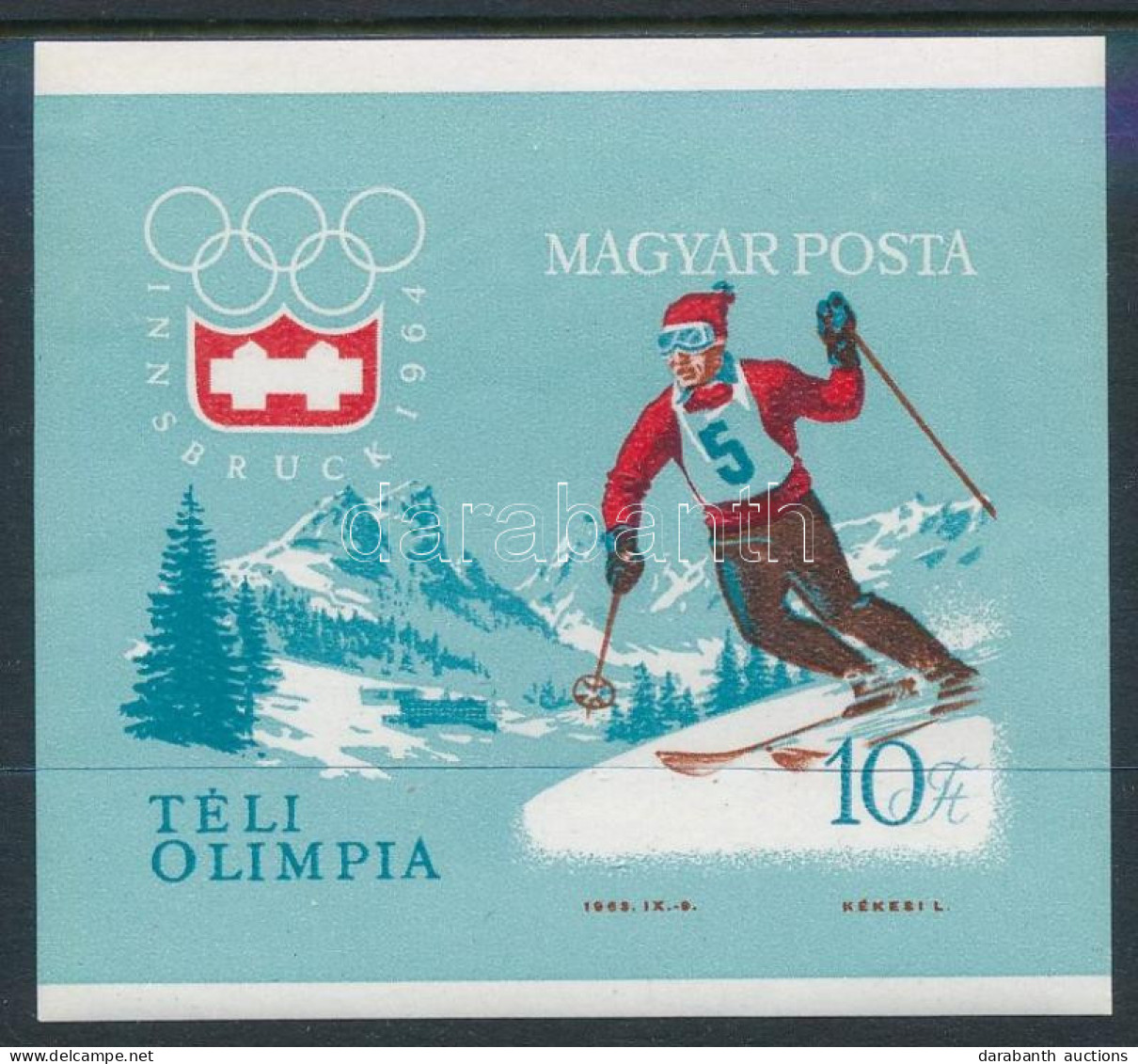 ** 1964 Téli Olimpia (II.) Innsbruck Vágott Blokk (6.000) - Other & Unclassified