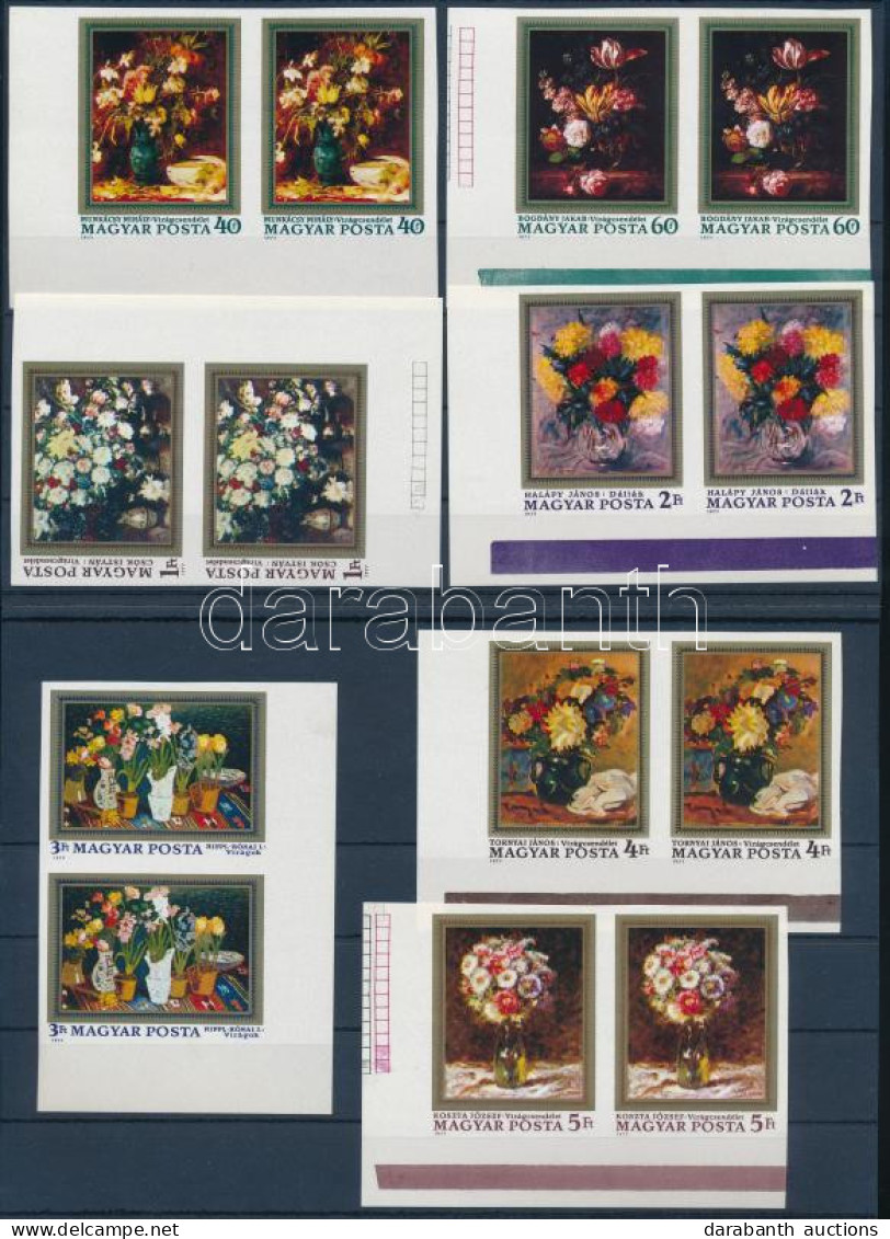 ** 1977 Festmények (XV.) - Virágcsendéletek ívsarki Vágott Sor Párokban (8.000) - Sonstige & Ohne Zuordnung