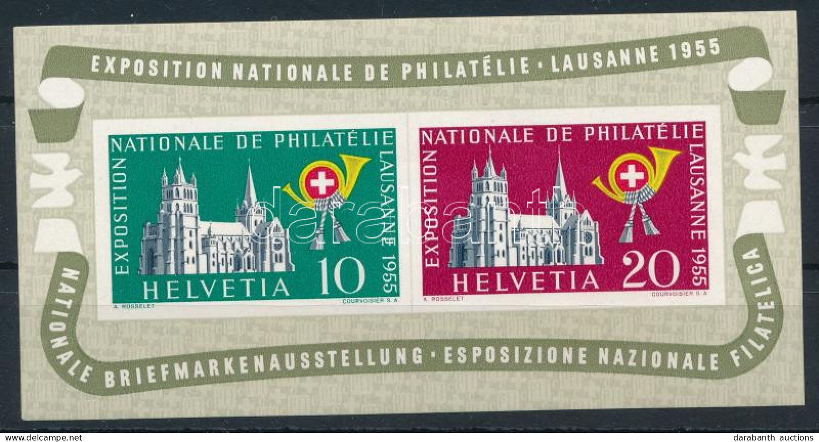 ** Svájc 1955 Lausanne-i Bélyegkiállítás Blokk Mi 15 (Mi EUR 100.-) - Sonstige & Ohne Zuordnung