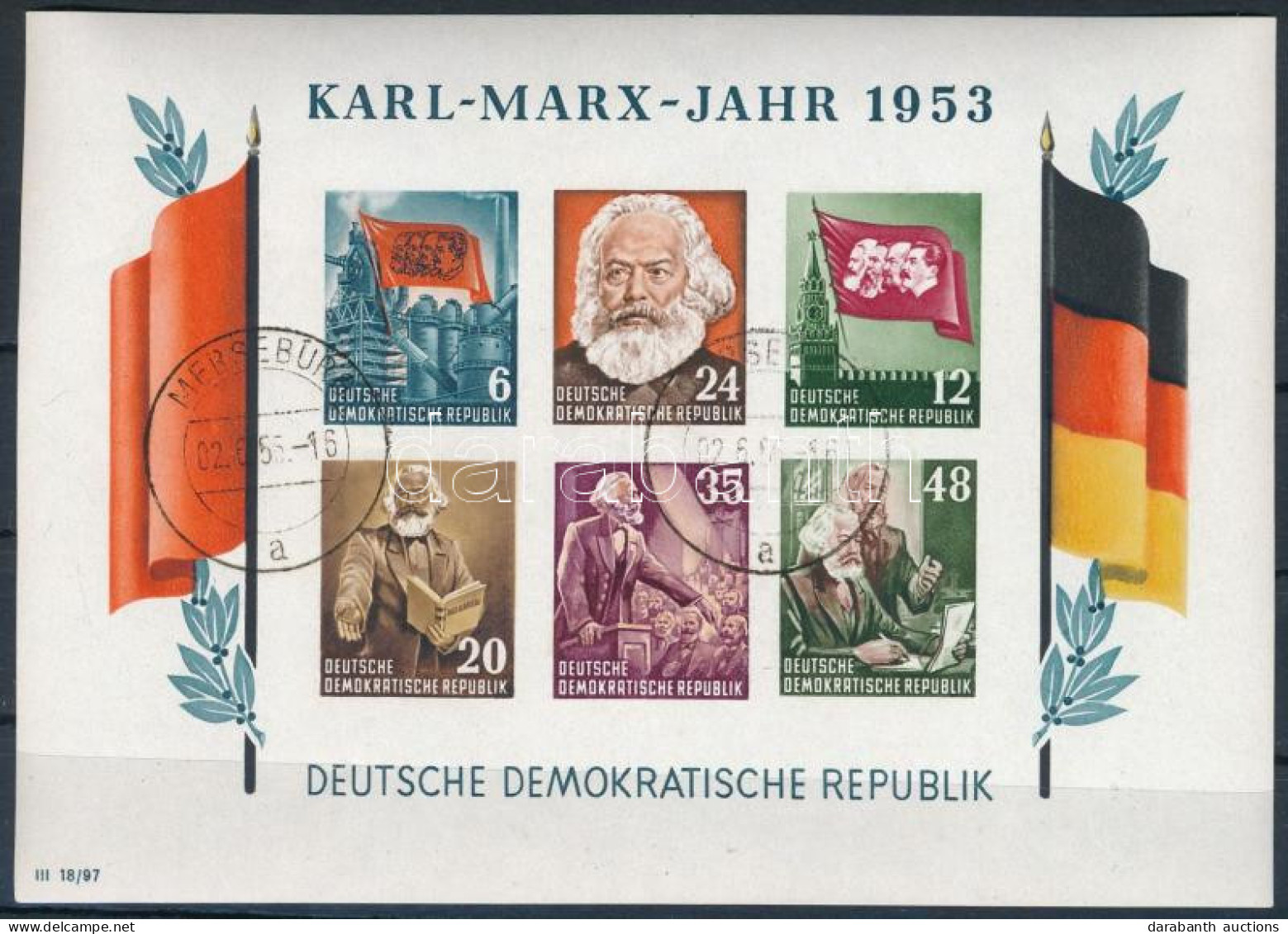 O NDK 1953 Marx Vágott Blokk Mi 8B (Mi EUR 220,-) - Other & Unclassified