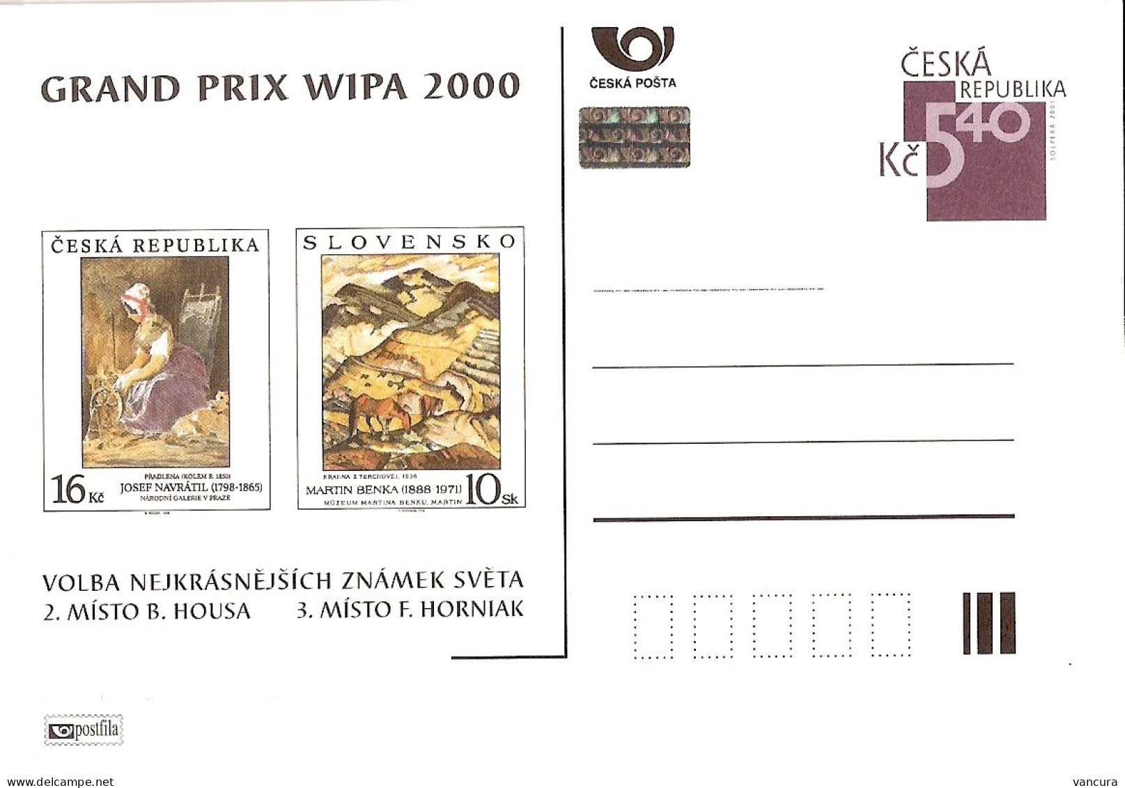 CDV A 66 Czech Republic Grand Prix WIPA  2001 Stamps On Stamps - Ansichtskarten