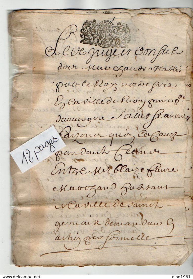 VP23.001 - Cachet Généralité De RIOM - Acte De 1710 - - Timbri Generalità