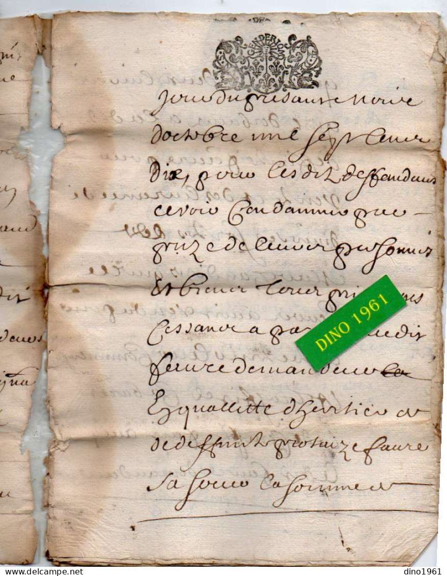 VP23.001 - Cachet Généralité De RIOM - Acte De 1710 - - Gebührenstempel, Impoststempel