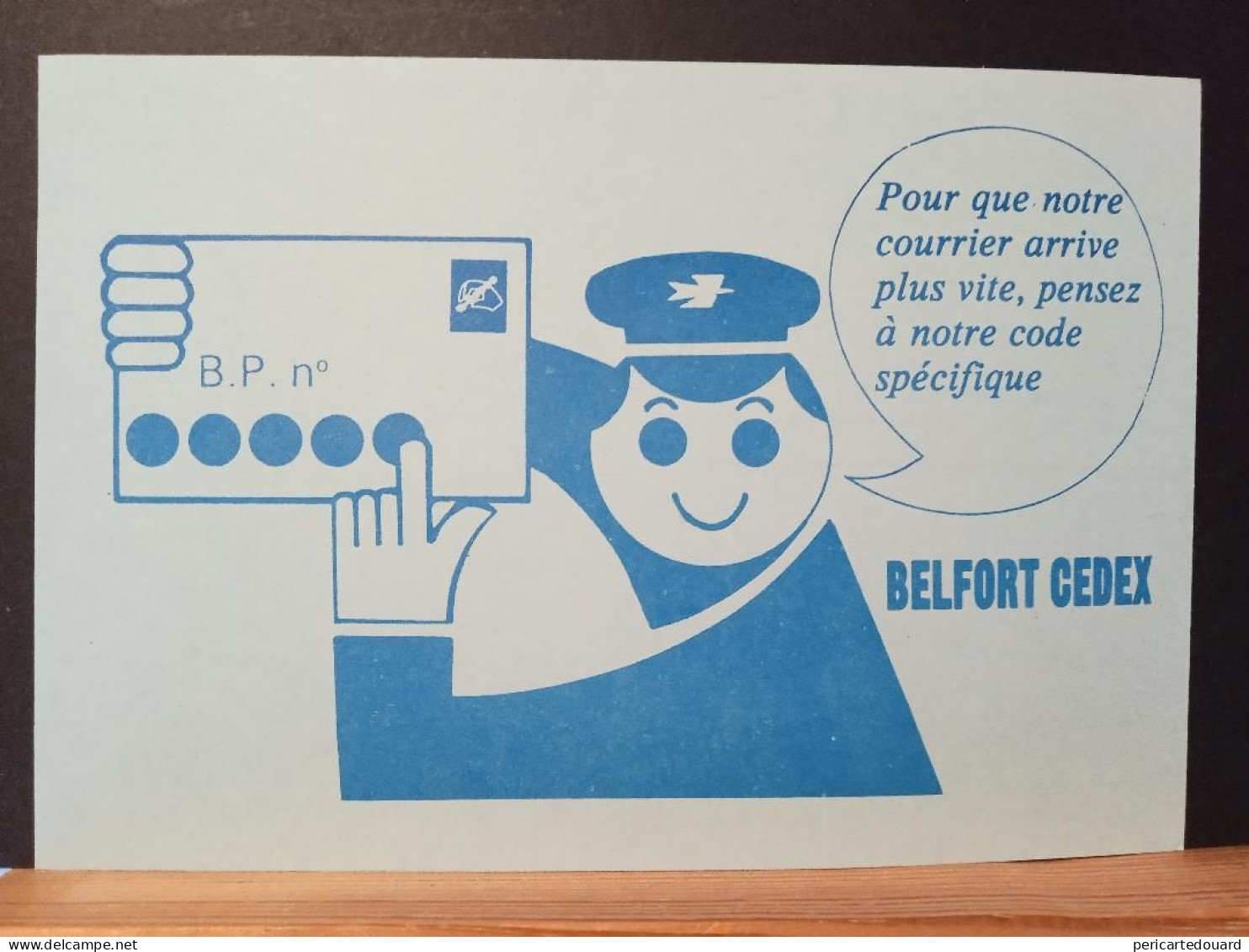 Code Postal, Carte Postale Bleue En Franchise.  BELFORT CEDEX. Neuve - Covers & Documents