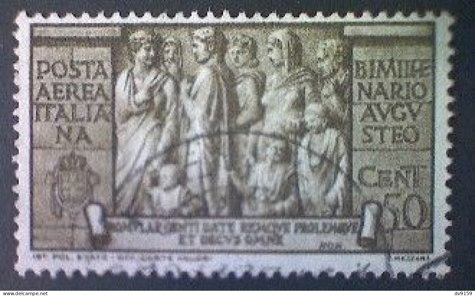 Italy, Scott #C96, Used (o), 1937, Charity Issue, Augustus: Robust Population, 50cts, Olive Brown - Airmail