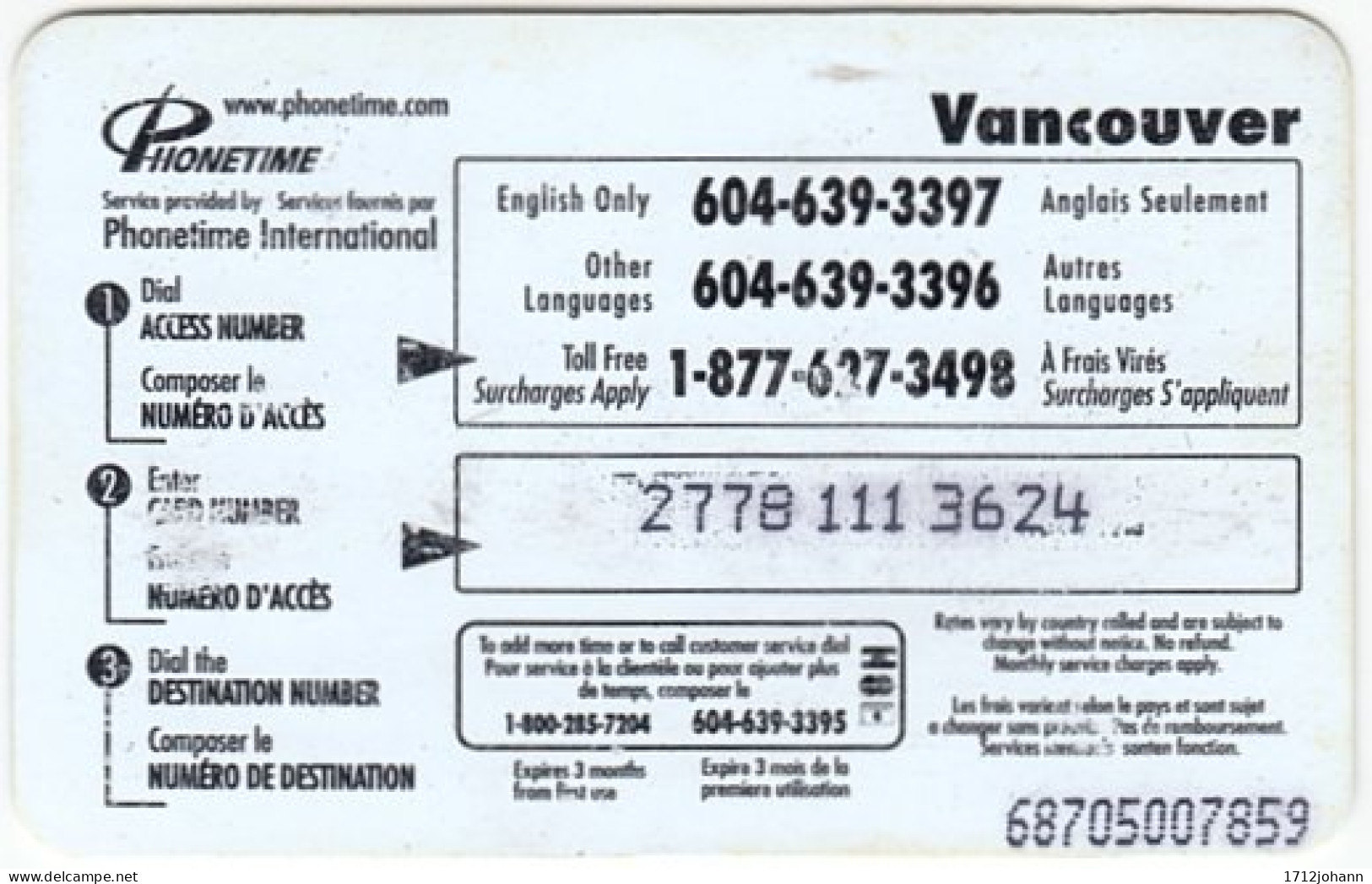 CANADA A-322 Prepaid Phonetime - Used - Kanada
