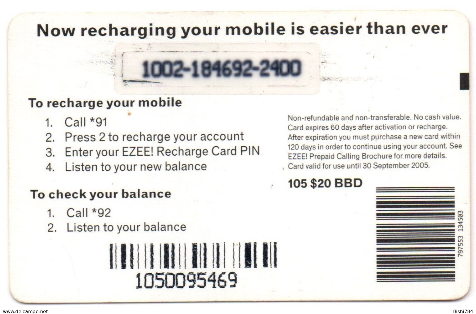 Barbados - EZEE Card AT&T - $20 - Barbades