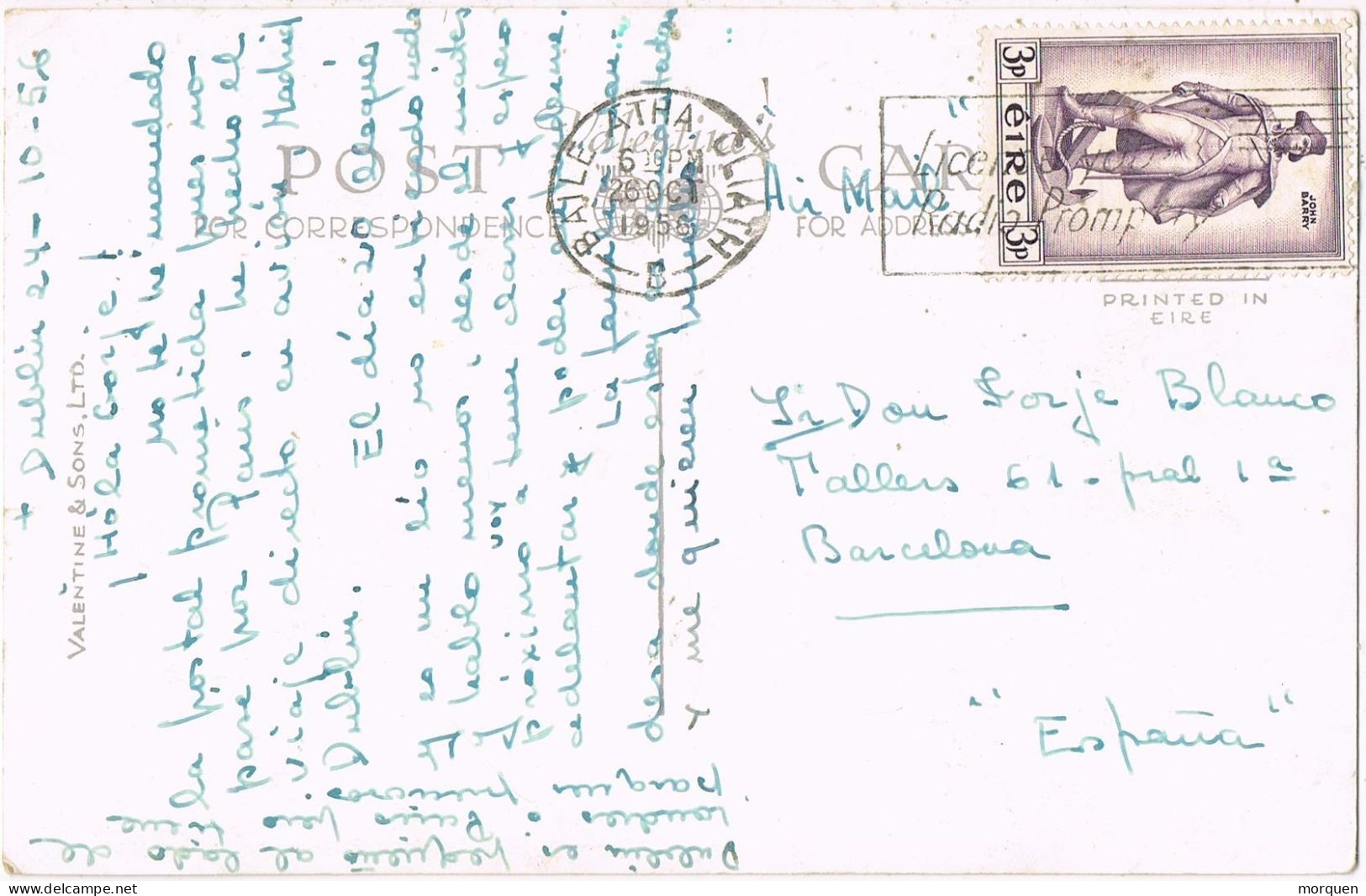 54208. Postal BAILE ATHA CLIATH (Dublin) Irlanda 1956. Vista O'CONNELL Street De Dublin, Animada - Covers & Documents