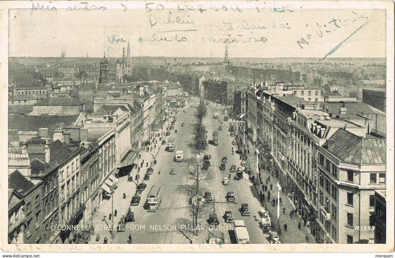 54208. Postal BAILE ATHA CLIATH (Dublin) Irlanda 1956. Vista O'CONNELL Street De Dublin, Animada - Covers & Documents