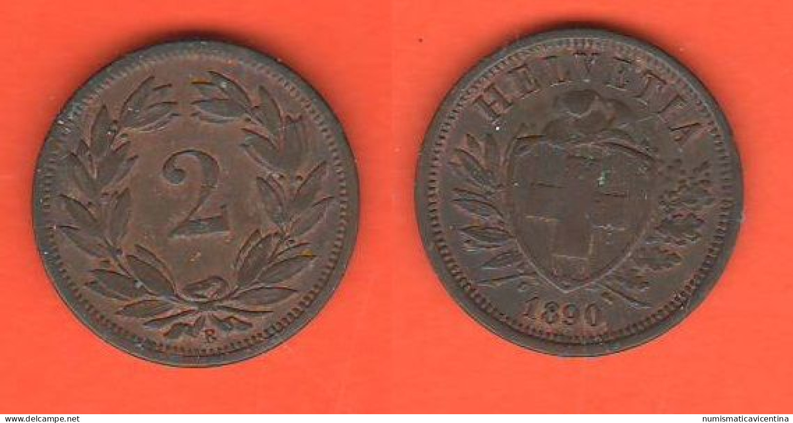 Helvetia 2 Rappen 1890 Svizzera Suisse Switzerland Schweiz - 2 Rappen